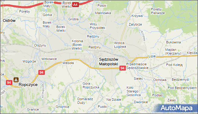 mapa Sędziszów Małopolski, Sędziszów Małopolski na mapie Targeo