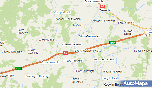 mapa Sikory-Piotrowięta, Sikory-Piotrowięta na mapie Targeo