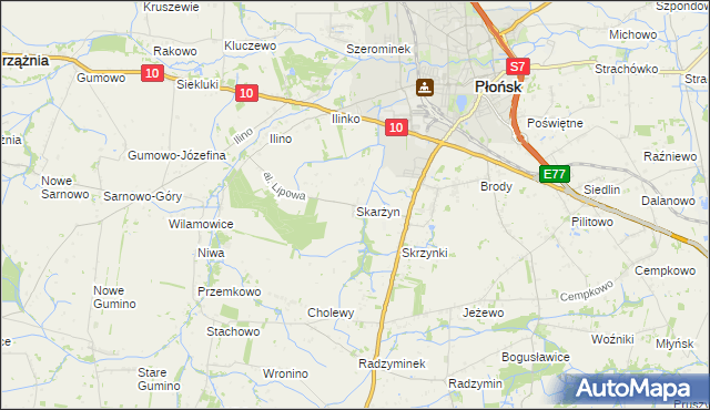 mapa Skarżyn gmina Płońsk, Skarżyn gmina Płońsk na mapie Targeo