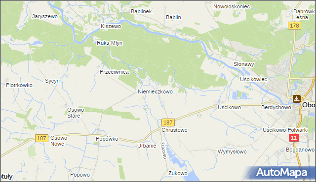 mapa Sławienko gmina Oborniki, Sławienko gmina Oborniki na mapie Targeo