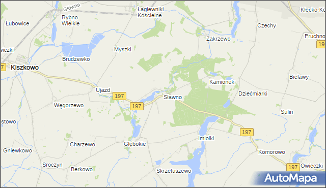 mapa Sławno gmina Kiszkowo, Sławno gmina Kiszkowo na mapie Targeo