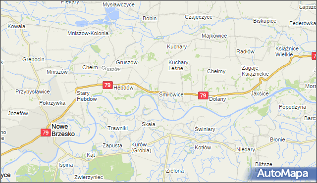 mapa Śmiłowice gmina Nowe Brzesko, Śmiłowice gmina Nowe Brzesko na mapie Targeo
