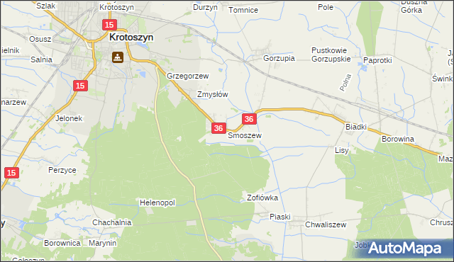 mapa Smoszew, Smoszew na mapie Targeo