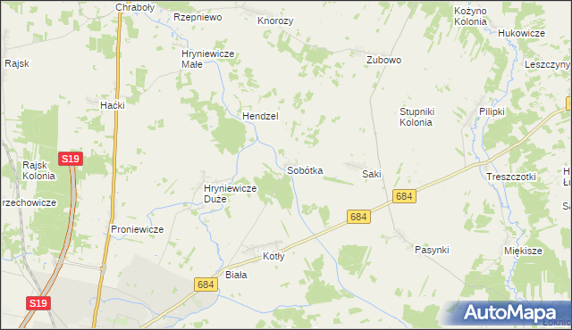 mapa Sobótka gmina Bielsk Podlaski, Sobótka gmina Bielsk Podlaski na mapie Targeo