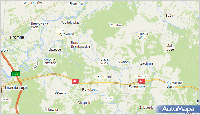 mapa Stara Wieś gmina Stromiec, Stara Wieś gmina Stromiec na mapie Targeo