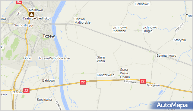 mapa Stara Wisła, Stara Wisła na mapie Targeo