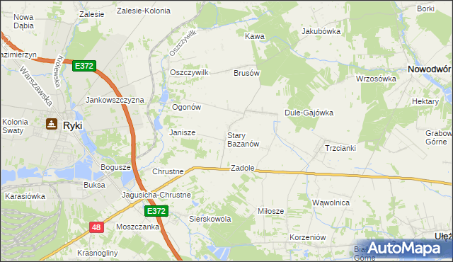 mapa Stary Bazanów, Stary Bazanów na mapie Targeo