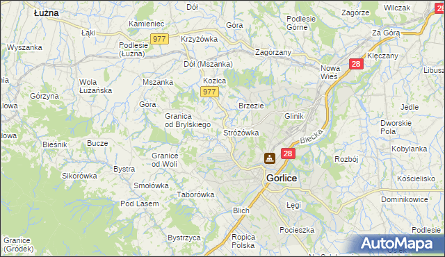 mapa Stróżówka, Stróżówka na mapie Targeo