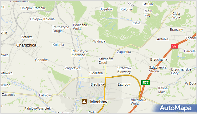 mapa Strzeżów Drugi, Strzeżów Drugi na mapie Targeo