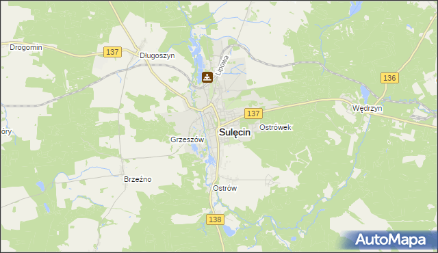 mapa Sulęcin, Sulęcin na mapie Targeo