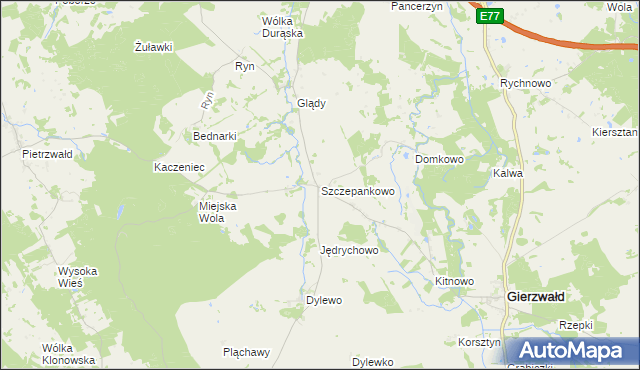 mapa Szczepankowo gmina Grunwald, Szczepankowo gmina Grunwald na mapie Targeo
