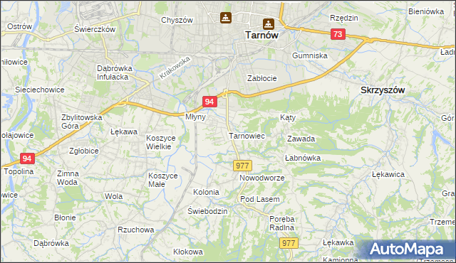 mapa Tarnowiec gmina Tarnów, Tarnowiec gmina Tarnów na mapie Targeo