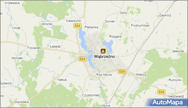 mapa Wąbrzeźno, Wąbrzeźno na mapie Targeo