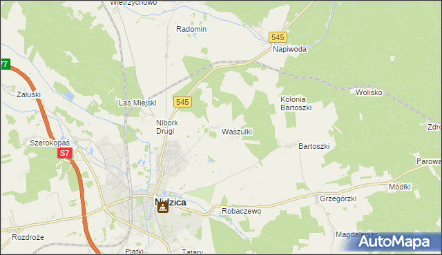 mapa Waszulki, Waszulki na mapie Targeo