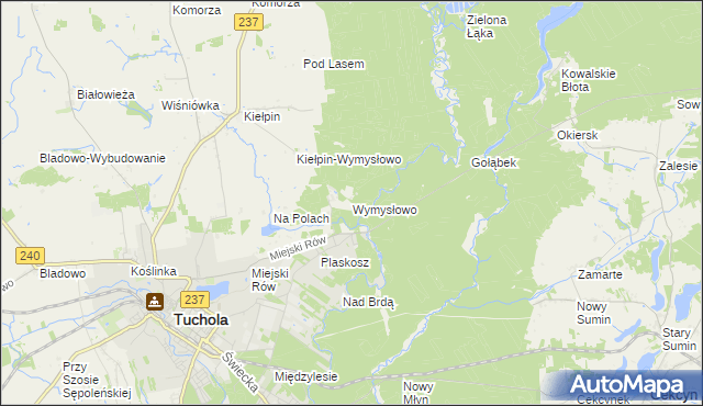 mapa Wymysłowo gmina Tuchola, Wymysłowo gmina Tuchola na mapie Targeo