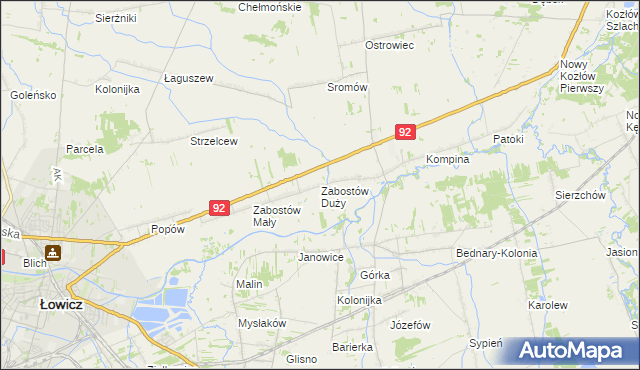 mapa Zabostów Duży, Zabostów Duży na mapie Targeo