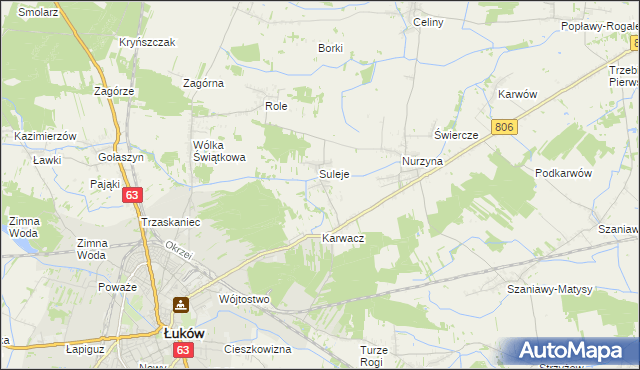 mapa Zabrodzie gmina Łuków, Zabrodzie gmina Łuków na mapie Targeo