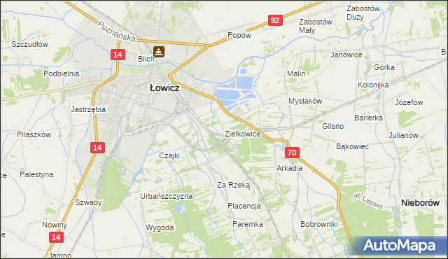 mapa Zielkowice, Zielkowice na mapie Targeo