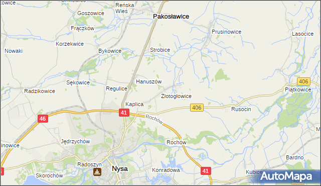 mapa Złotogłowice, Złotogłowice na mapie Targeo
