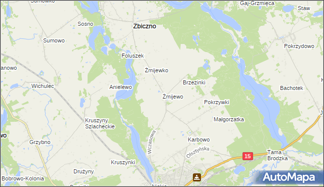 mapa Żmijewo gmina Zbiczno, Żmijewo gmina Zbiczno na mapie Targeo