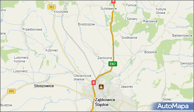 mapa Zwrócona, Zwrócona na mapie Targeo