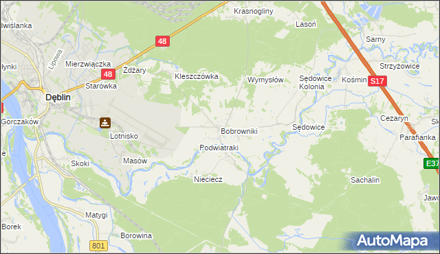 mapa Bobrowniki gmina Ryki, Bobrowniki gmina Ryki na mapie Targeo