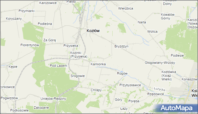 mapa Bogdanów gmina Kozłów, Bogdanów gmina Kozłów na mapie Targeo