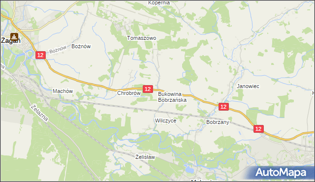 mapa Bukowina Bobrzańska, Bukowina Bobrzańska na mapie Targeo