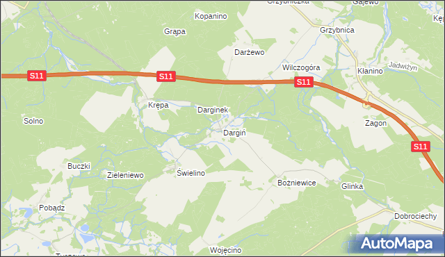 mapa Dargiń, Dargiń na mapie Targeo