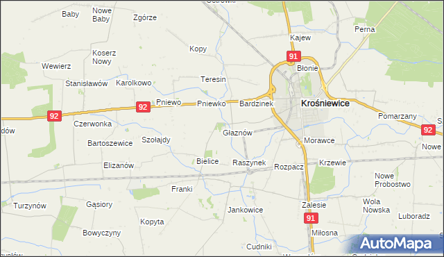 mapa Głaznów, Głaznów na mapie Targeo