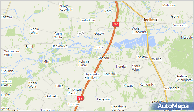 mapa Gózdek gmina Zakrzew, Gózdek gmina Zakrzew na mapie Targeo