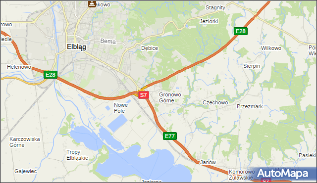 mapa Gronowo Górne, Gronowo Górne na mapie Targeo