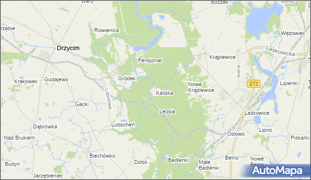 mapa Kaliska gmina Drzycim, Kaliska gmina Drzycim na mapie Targeo