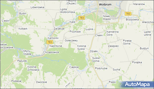 mapa Kolonia Suska, Kolonia Suska na mapie Targeo