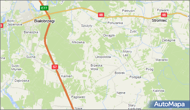 mapa Leopoldów gmina Białobrzegi, Leopoldów gmina Białobrzegi na mapie Targeo