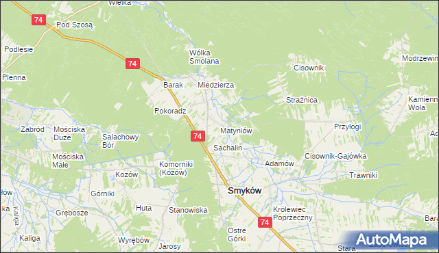 mapa Matyniów, Matyniów na mapie Targeo