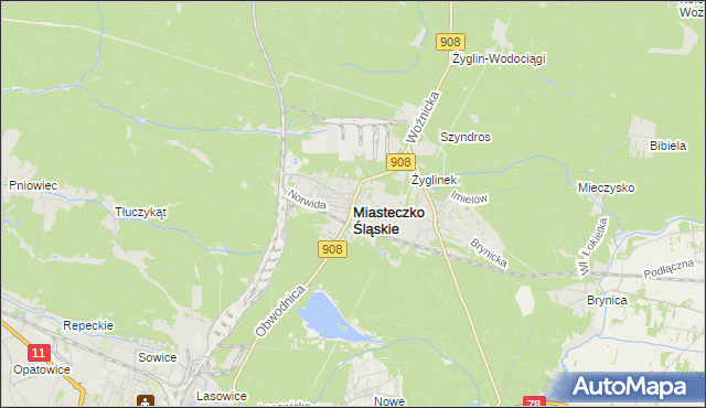 mapa Miasteczko Śląskie, Miasteczko Śląskie na mapie Targeo