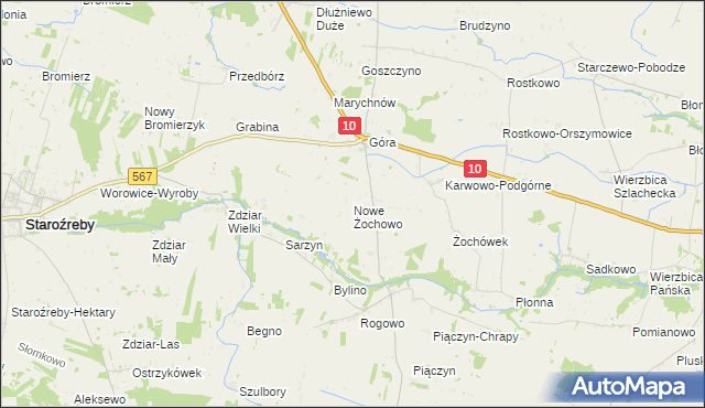 mapa Nowe Żochowo, Nowe Żochowo na mapie Targeo
