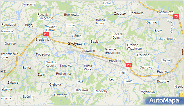 mapa Siedliska Sławęcińskie, Siedliska Sławęcińskie na mapie Targeo