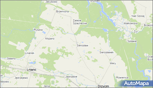 mapa Sierosław gmina Drzycim, Sierosław gmina Drzycim na mapie Targeo