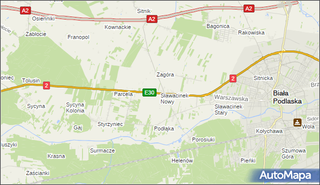 mapa Sławacinek Nowy, Sławacinek Nowy na mapie Targeo