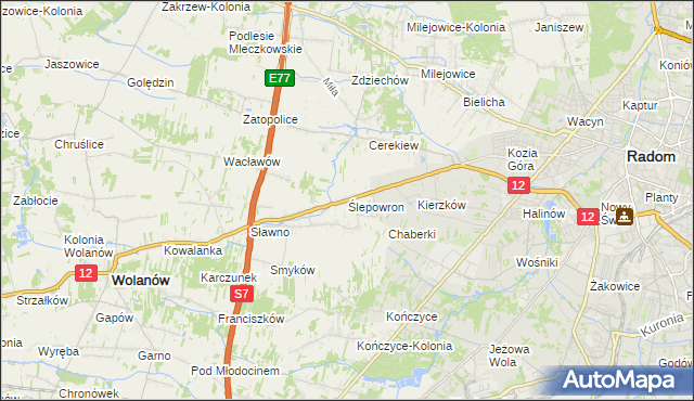 mapa Ślepowron, Ślepowron na mapie Targeo