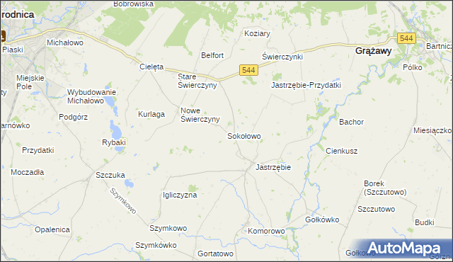 mapa Sokołowo gmina Bartniczka, Sokołowo gmina Bartniczka na mapie Targeo