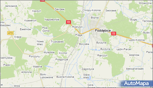 mapa Stacja Poddębice, Stacja Poddębice na mapie Targeo