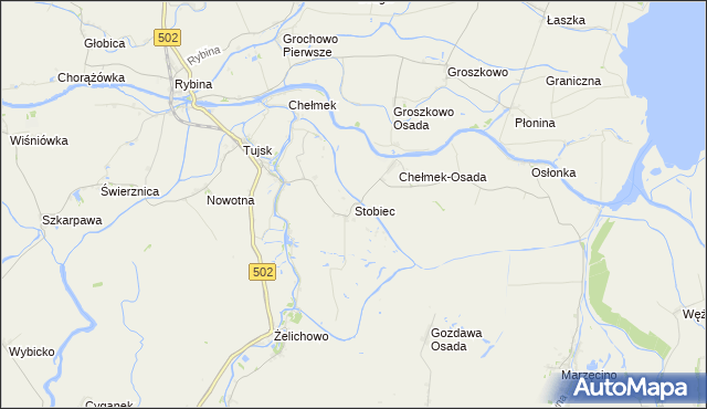 mapa Stobiec gmina Stegna, Stobiec gmina Stegna na mapie Targeo