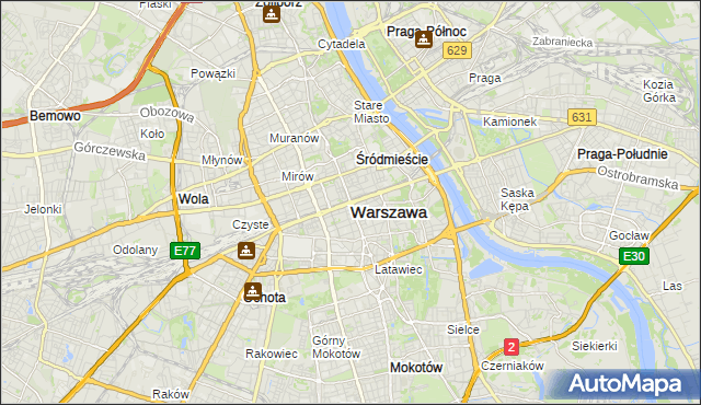 mapa Warszawy, Warszawa na mapie Targeo