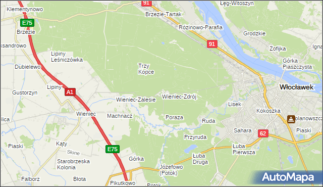 mapa Wieniec-Zdrój, Wieniec-Zdrój na mapie Targeo