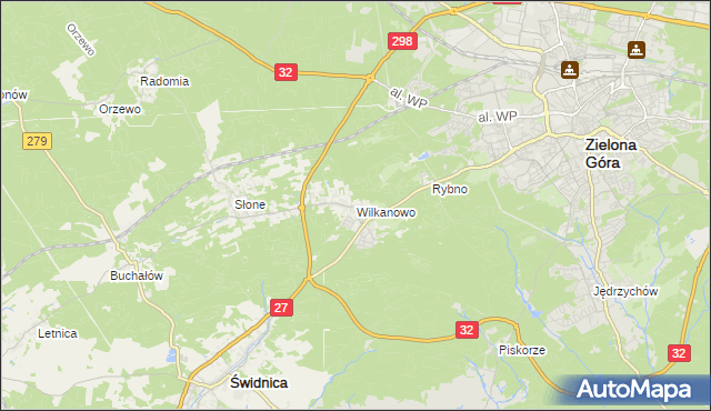 mapa Wilkanowo gmina Świdnica, Wilkanowo gmina Świdnica na mapie Targeo