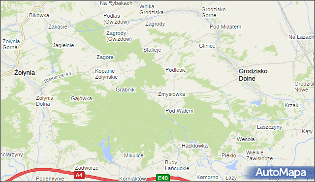 mapa Zmysłówka gmina Grodzisko Dolne, Zmysłówka gmina Grodzisko Dolne na mapie Targeo