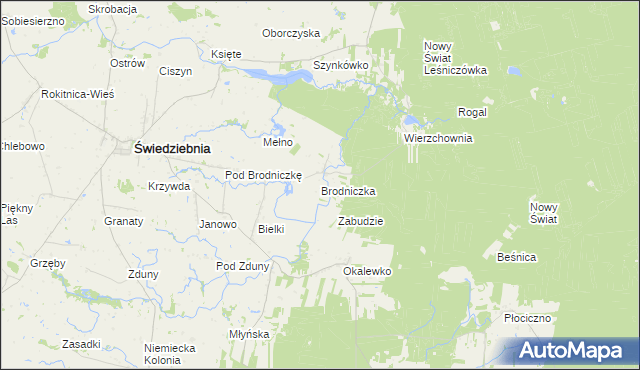 mapa Brodniczka gmina Świedziebnia, Brodniczka gmina Świedziebnia na mapie Targeo